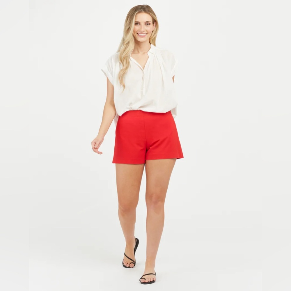 SPANX On The Go Short True Red NWT Plus Size 1X Pockets Polished 6” Stretch